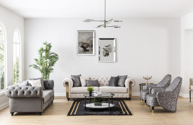 Chesterfield Sofa 3 Seat Design Living room Upholstery Wood Leather Modern Luxury