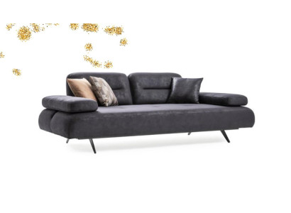 xxl Sofa 4 Seater Couch Living room Upholstery Seat Suite Leather Gray Textile