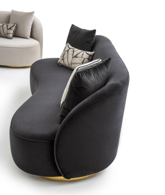 Luxury Couches Furniture Living room Four Seater Black Textile Furniture Round 4er