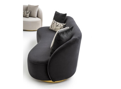 Luxury Couches Furniture Living room Four Seater Black Textile Furniture Round 4er