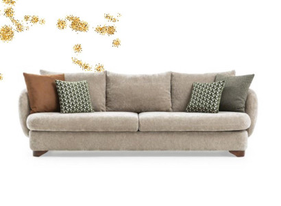 Sofa 3 Seater Upholstered Sofa Gray Textill Seat Design Fabric Modern Couch Sofas new