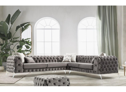 Gray Chesterfield Upholstered Sofa Sofa Corner sofa Suite Upholstery Luxury Corner Sofas new