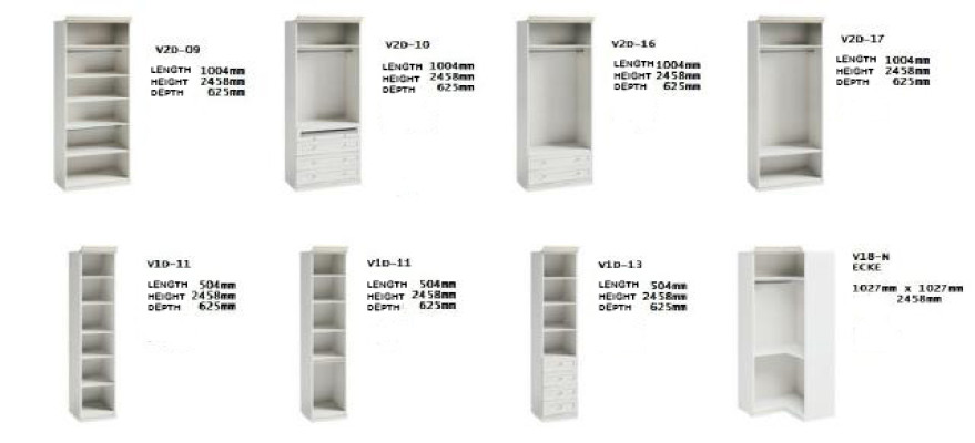 Element Model V2D-16 for Walk-in Wardrobe Wardrobe Italian Furniture