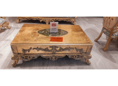 Baroque Coffee table Gold Color Carved Legs Table Wood Living room