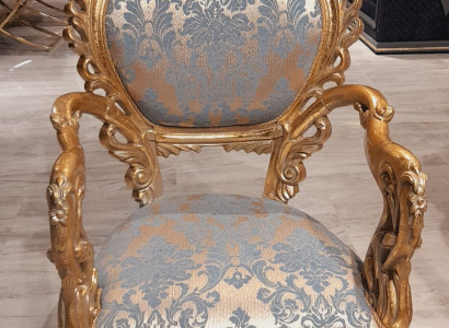 Baroque Armchair Single Seater Couch French Chair Carved Legs