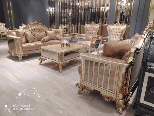 Beige Chesterfield Armchair Antique Style Chairs Baroque Rococo Furniture
