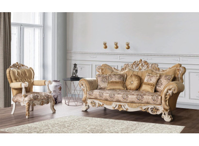 Living room Luxury Sofa Beige Sofa set Sofas Armchair 3+1 Seater Fabric Design