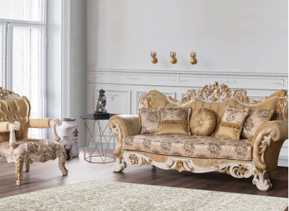 Living room Luxury Sofa Beige Sofa set Sofas Armchair 3+1 Seater Fabric Design
