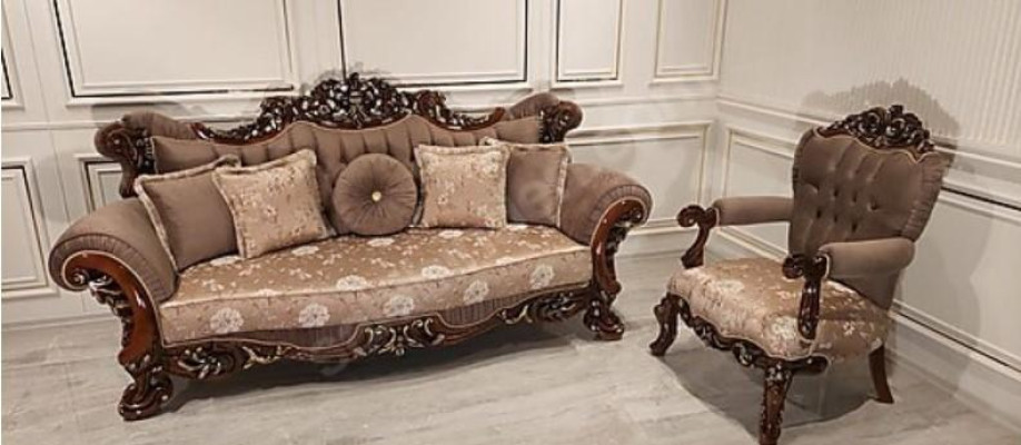 Armchair Throne Chair Couch Baroque Chairs Furniture Furnishings Velvet Gold