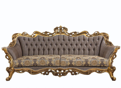 Classic Chesterfield Couch Three Seater Golden Frame Sofa Couches