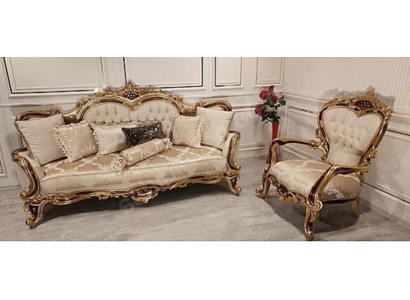 Classic Chesterfield Couch Baroque Style Sofa Set Group Couches 2 Pieces