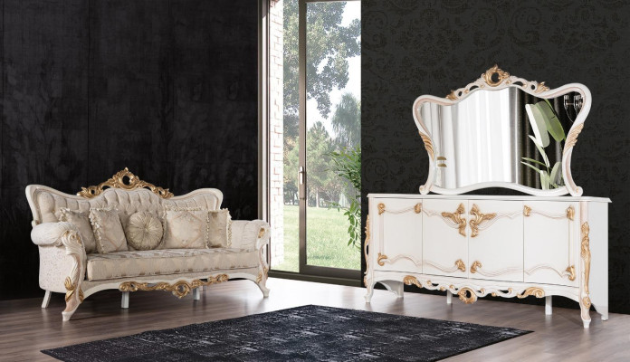Chesterfield Baroque Couch Furniture Sofa Couches Fabric Gold Three Seater