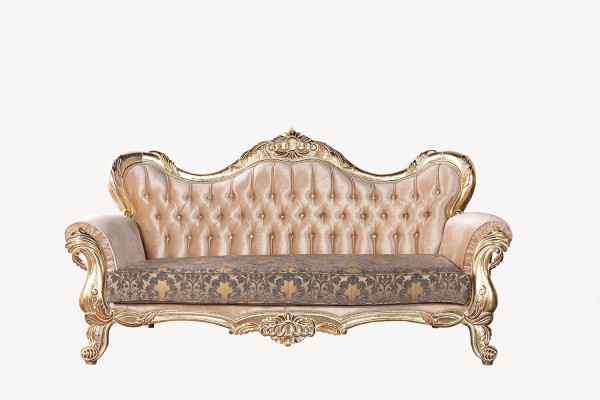 Chesterfield Baroque Three Seater Couch Furniture Sofa Fabric Gold Couches