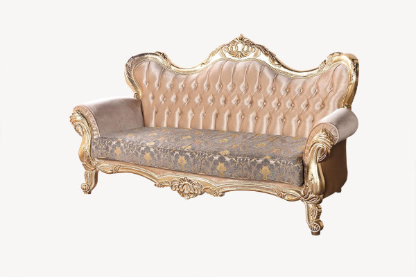 Chesterfield Baroque Three Seater Couch Furniture Sofa Fabric Gold Couches