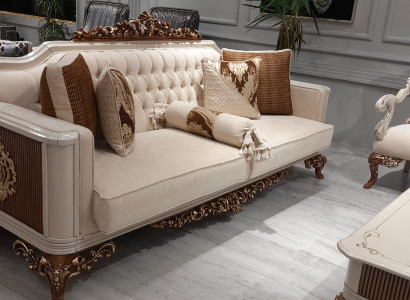 Three Seater Chesterfield Baroque Couch Furniture Sofa Couches Fabric Gold