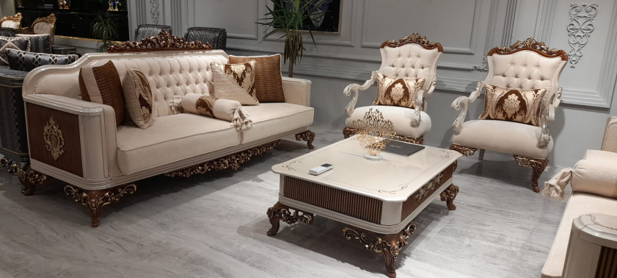 Three Seater Chesterfield Baroque Couch Furniture Sofa Couches Fabric Gold