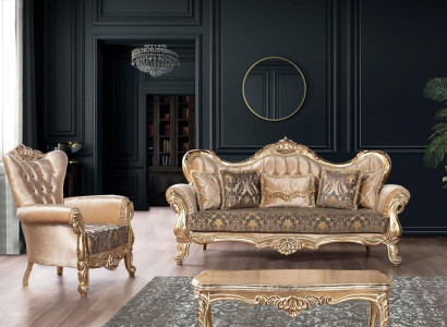 Chesterfield Sofa set Couch Upholstery Furniture Baroque Rococo Table 3pcs