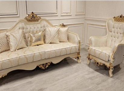 Luxury Sofa Beige Sofa set Armchair 3+1 Seater Fabric Design Textile