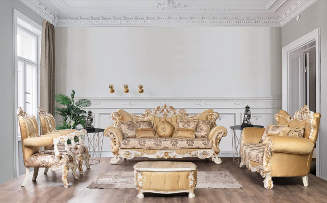 Chesterfield Baroque Three Seater Couch Furniture Sofa Couches Fabric Beige