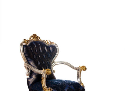 Luxury Armchair Classic r Throne Chair Baroque Velvet Blue Gold