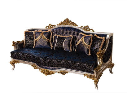 Velvet Baroque Three Seater Couch Golden Frame Sofa Couches Furniture new