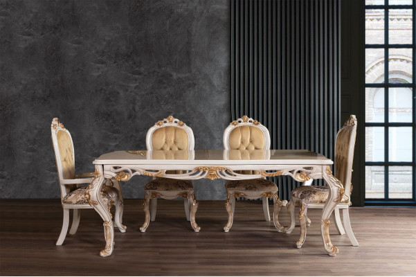 Dining table Suite Group Dining room Table Chair Set 4x Chair Wood 5pcs