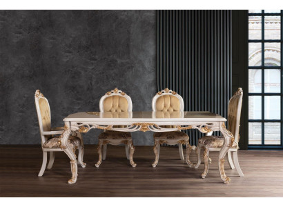 Dining table Suite Group Dining room Table Chair Set 4x Chair Wood 5pcs
