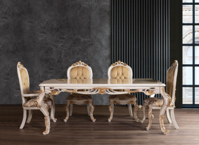 Dining table Suite Group Dining room Table Chair Set 4x Chair Wood 5pcs