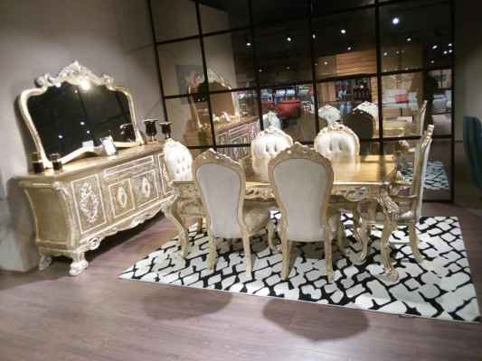 Dining table Suite Group Dining room Table Chair Set 4x Chair Wood 5pcs