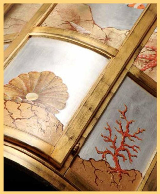 Classic Display case Glass Wood Wardrobe Display case Luxury Furniture Gold Sideboard Italy