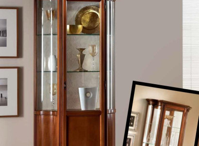 Display case Glass Cabinet Brown Luxury Italian Furniture Showcases Cabinets Living room