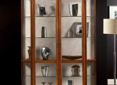 Glass Cabinet Luxury Showcases Cabinets Brown Display Case Classic Italian Furniture