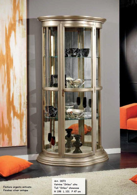 Classic Showcases Glass Wardrobe Display case Wood Living room Luxury Brown Sideboard