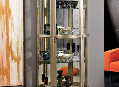 Classic Showcases Glass Wardrobe Display case Wood Living room Luxury Brown Sideboard