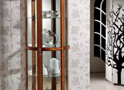 Classic Showcases Glass Wardrobe Display case Wood Living room Luxury Brown Sideboard