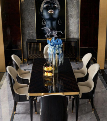Complete e Dining room Suite Table 6x Armchair Chairs Luxury Dining set
