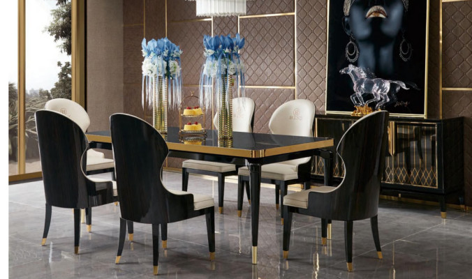 Design Dining Room Chair Set Metal Tables Armchair 4x Chairs Table Suite 4pcs.