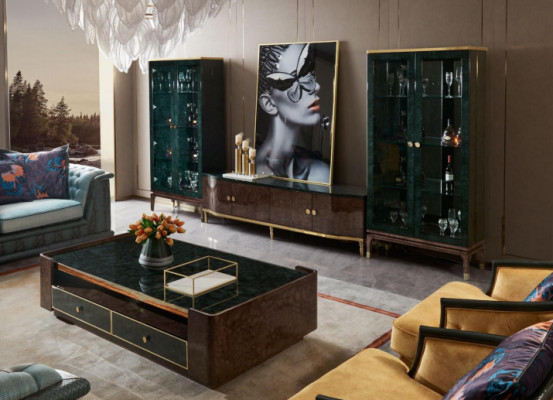 Design Wall unit Sideboard 2x Display case TV cabinet Lowboard Sideboard 3 pcs. set