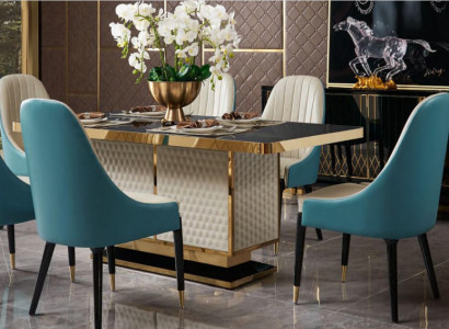 Dining table 6x Chairs Chair Dining room Set Dining set Modern Furniture Table