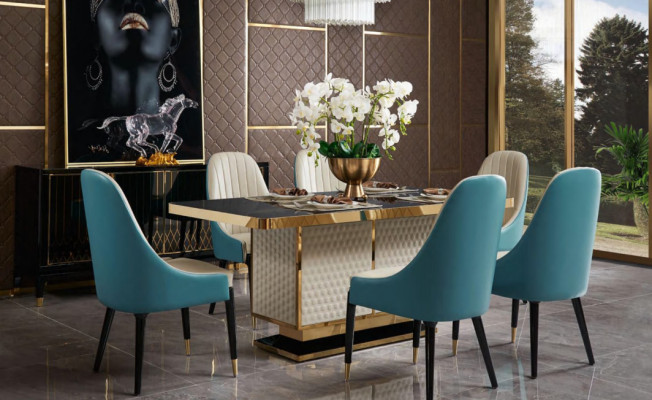 Dining table 6x Chairs Chair Dining room Set Dining set Modern Furniture Table