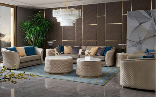 Luxury Furniture Sofa set Couch Sofa Upholstery 421 Seater with 2x Coffee table 5pcs.