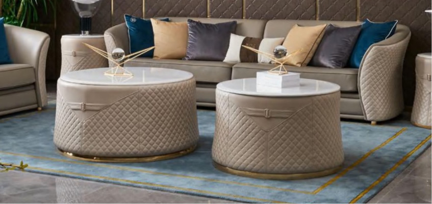 Round Set 2x Coffee table Coffee table Side table Designer Living room