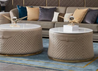 Round Set 2x Coffee table Coffee table Side table Designer Living room