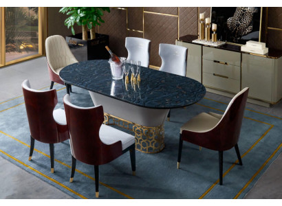 Luxury designer stainless steel metal dining table tables living room marble design