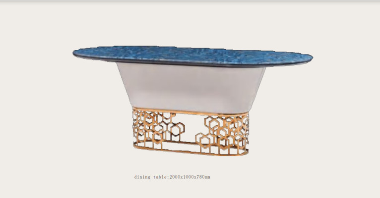 Luxury designer stainless steel metal dining table tables living room marble design