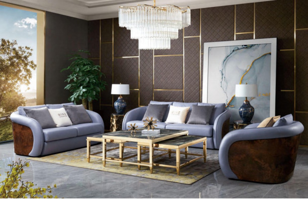 Luxury Living room Furniture Sofa set Leather Sofa Couch Upholstery Set Design