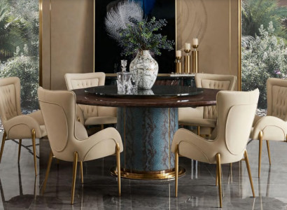 Complete e Dining room Suite Round Table 4x Armchair Chairs Dining set