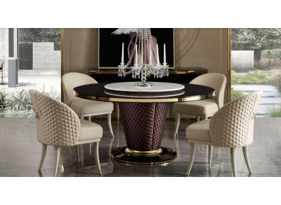 Design Round Table 4x Armchair Chairs Dining Room Seat Upholstery Round Tables