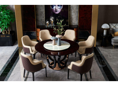 Design Round Dining Room Chair Set Metal Tables Armchair 4x Chairs + Table
