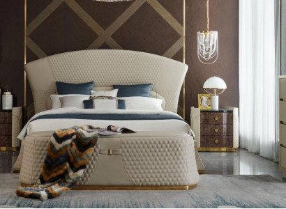 Bedroom Bed Stool 2x Bedside table Complete e Sets Leather Furniture